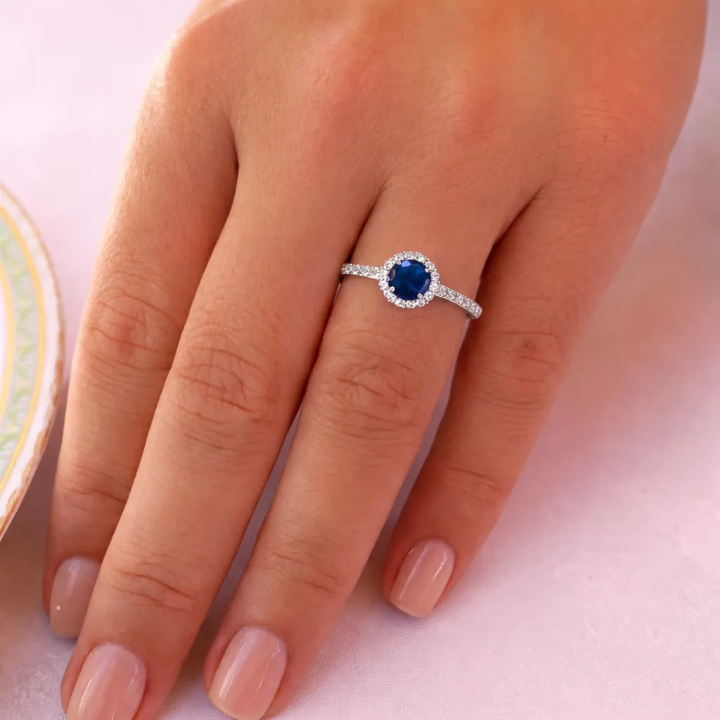 Tru Sapphire Posh Halo Ring sold by Tru Diamonds product image thumbnail 2