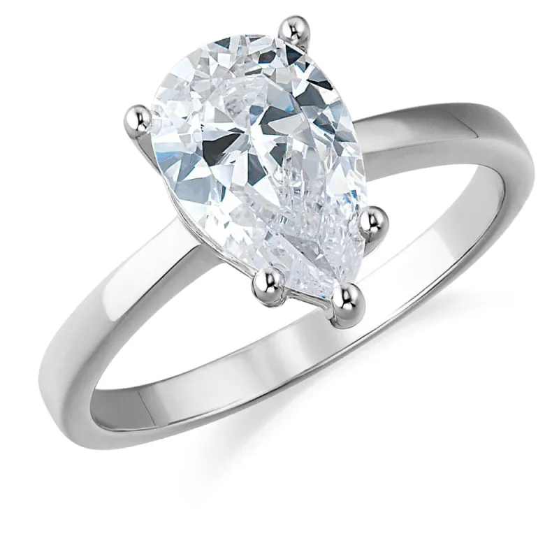 Pear Cut Solitaire Ring made by Tru Diamonds