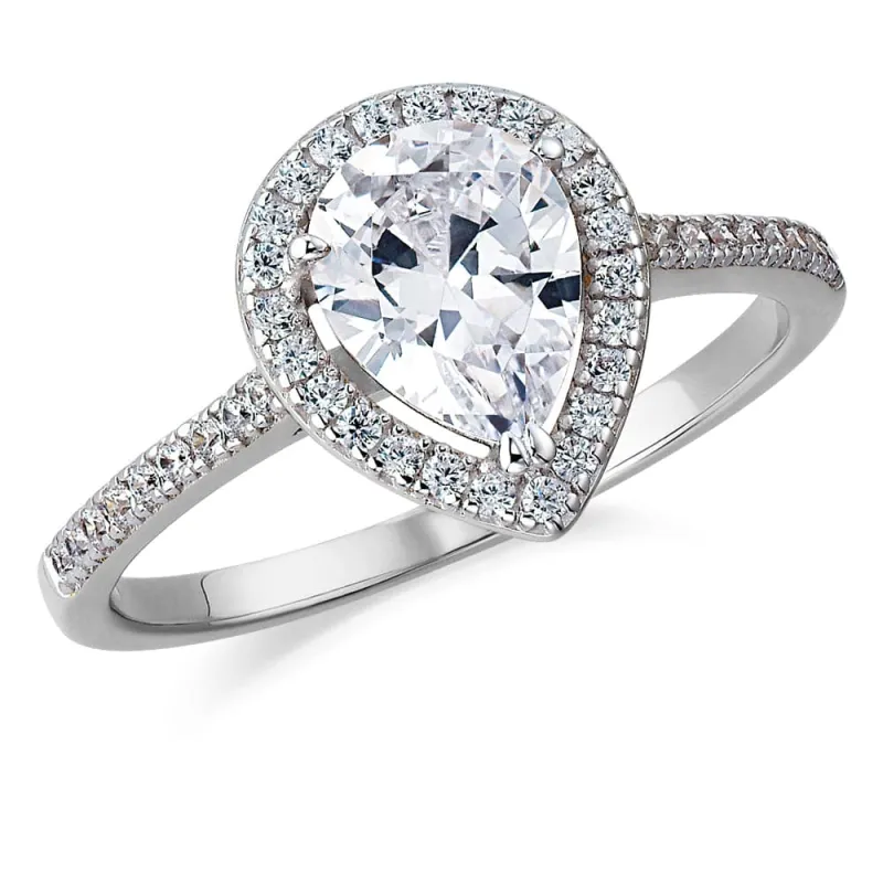 Halo Pear Cut Ring sold by Tru Diamonds