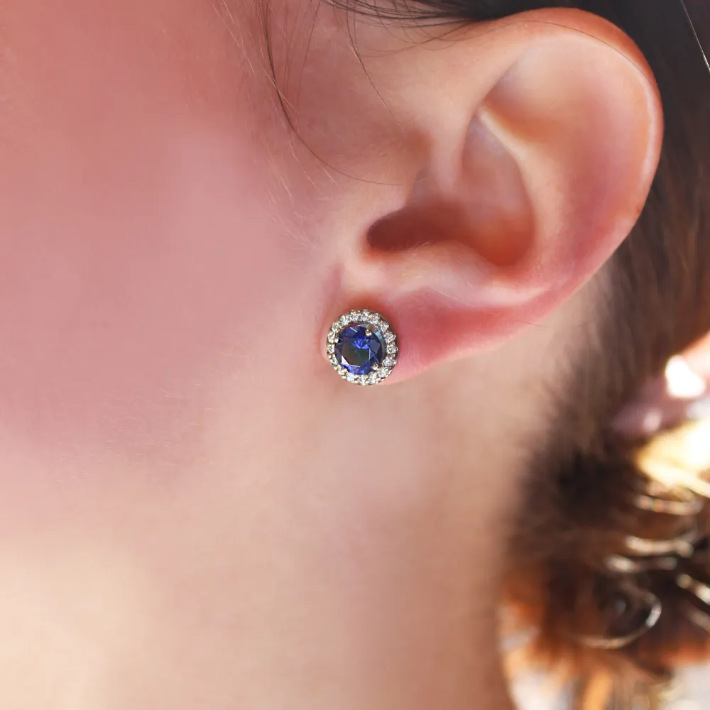 Tru Sapphire Posh Halo Earrings sold by Tru Diamonds product image thumbnail 2