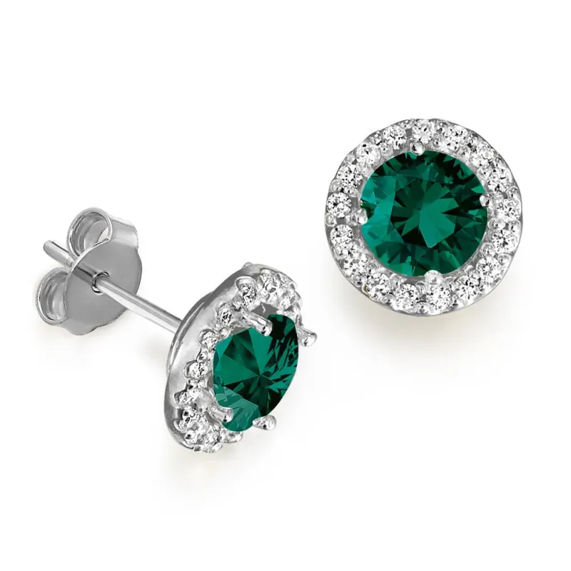 Tru Emerald Posh Halo Earrings sold by Tru Diamonds
