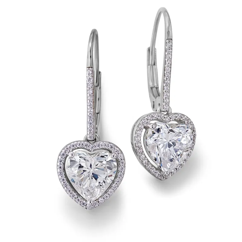 Heart Halo Drop Earrings made by Tru Diamonds