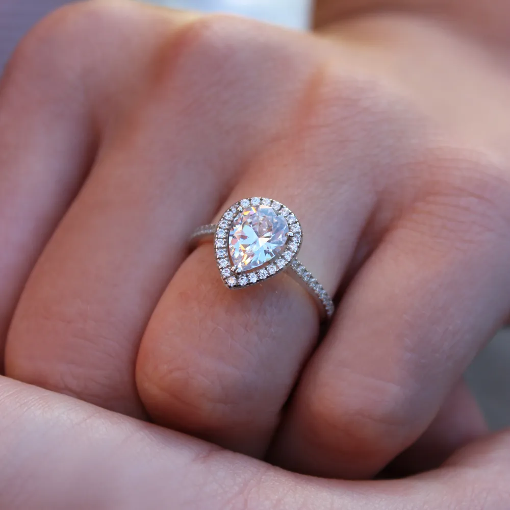 Halo Pear Cut Ring sold by Tru Diamonds product image thumbnail 2