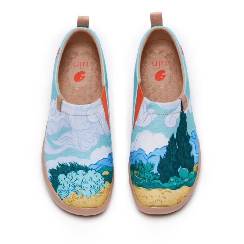 Van Gogh Wheatfield with Cypresses Women-US Local Delivery sold by UIN Footwear