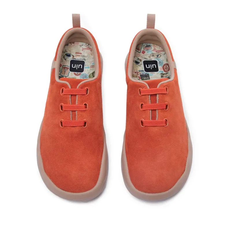Segovia Orange Red Cow Suede Lace-up Shoes Women sold by UIN Footwear