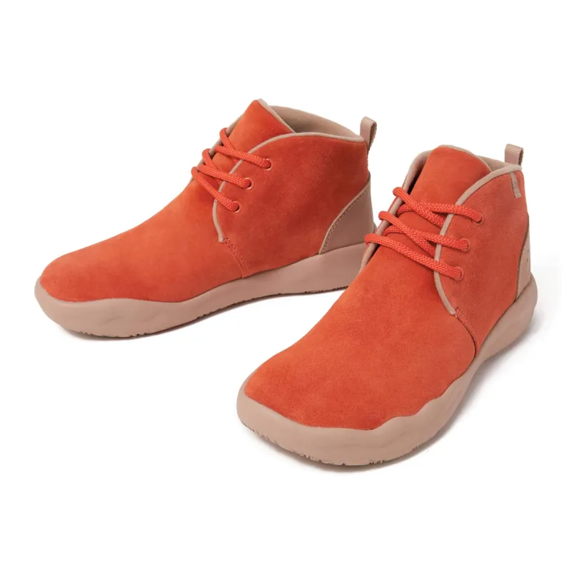 Bilbao Orange Red Cow Suede Lace-up Boots Women sold by UIN Footwear