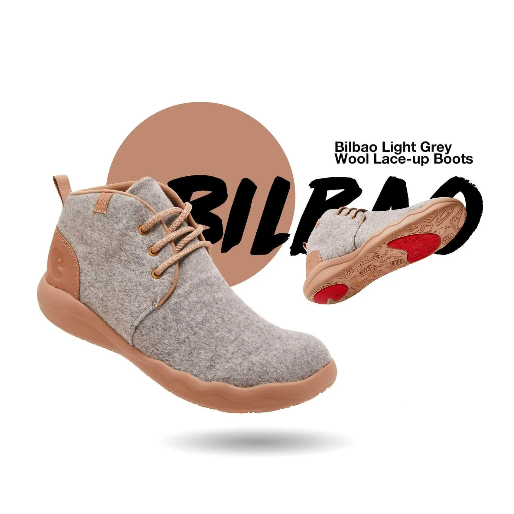 Bilbao Light Grey Wool Lace-up Boots Men sold by UIN Footwear product image thumbnail 2