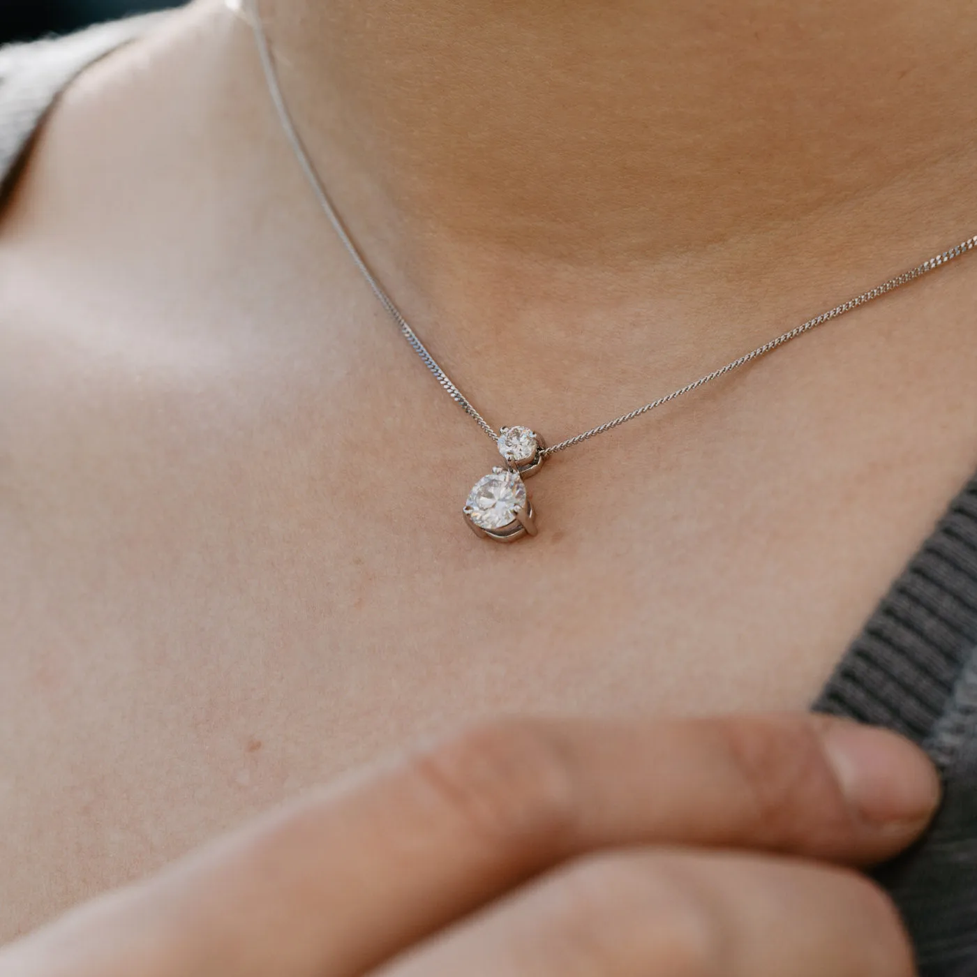 The Maia Pendant | Round Moissanite Hourglass Drop sold by Ethica Diamonds product image thumbnail 2