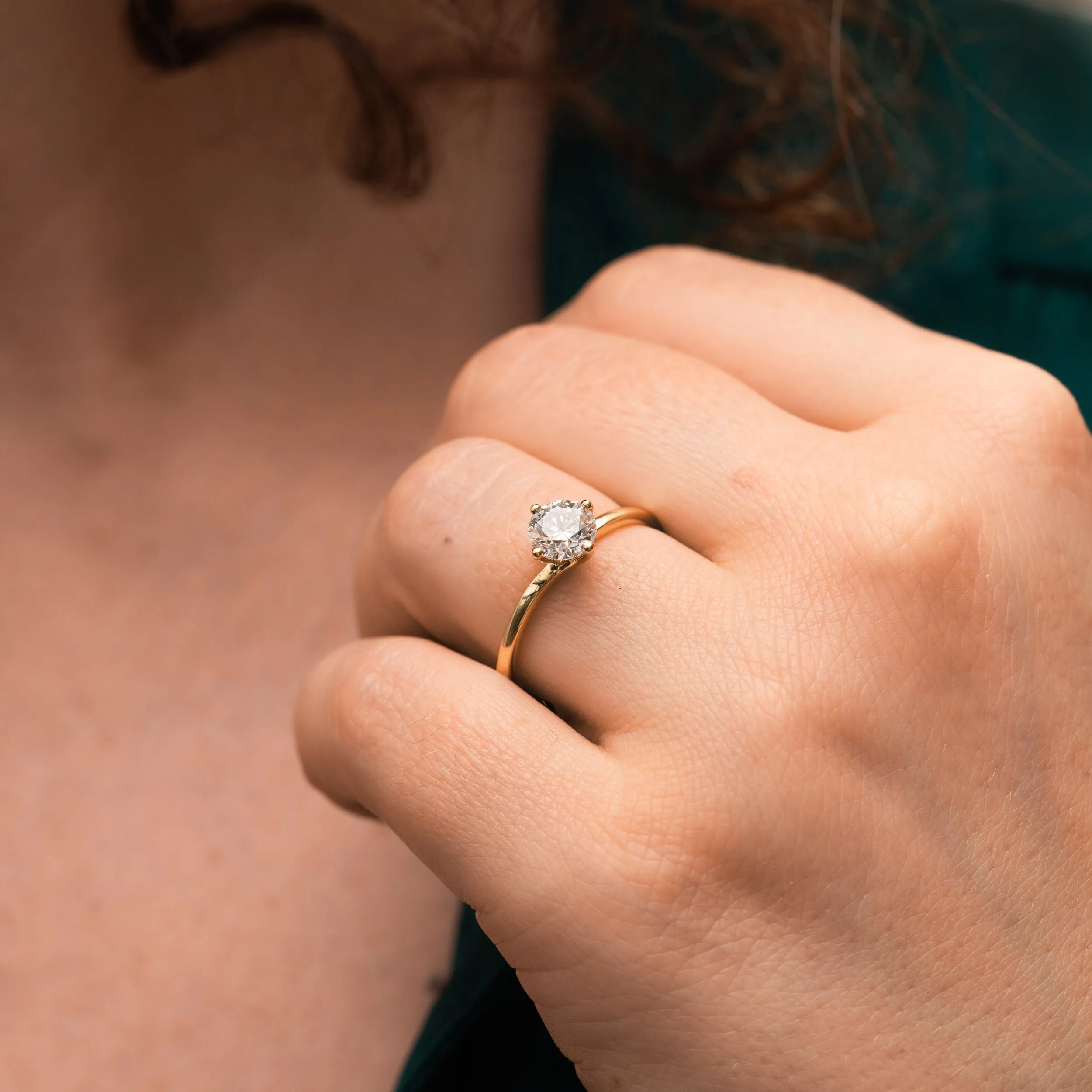 The Aria Ring | Round Moissanite Modern Engagement Solitaire sold by Ethica Diamonds product image thumbnail 5