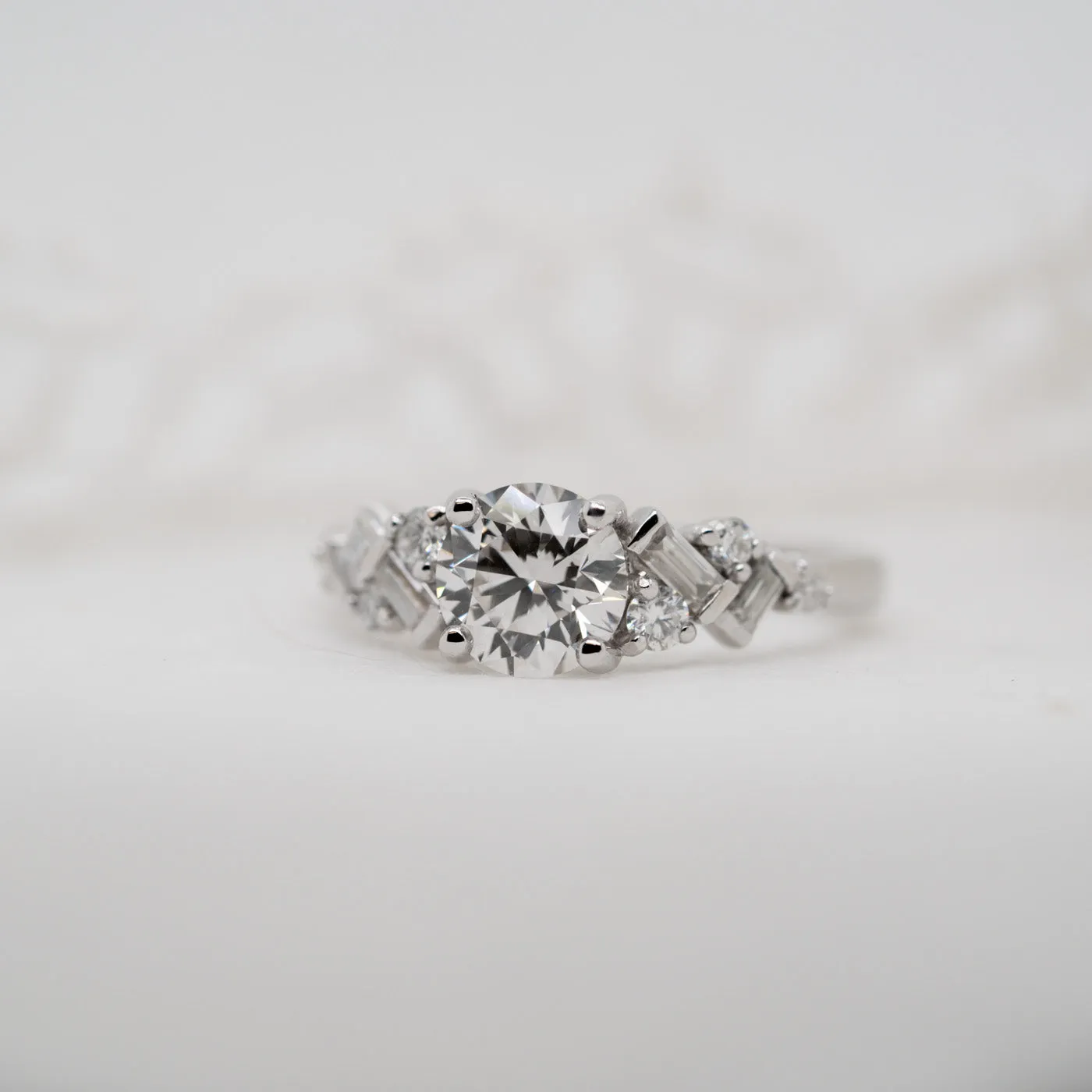 The Natalia Ring | Round Lab Diamond Accented Art Deco Engagement sold by Ethica Diamonds product image thumbnail 5
