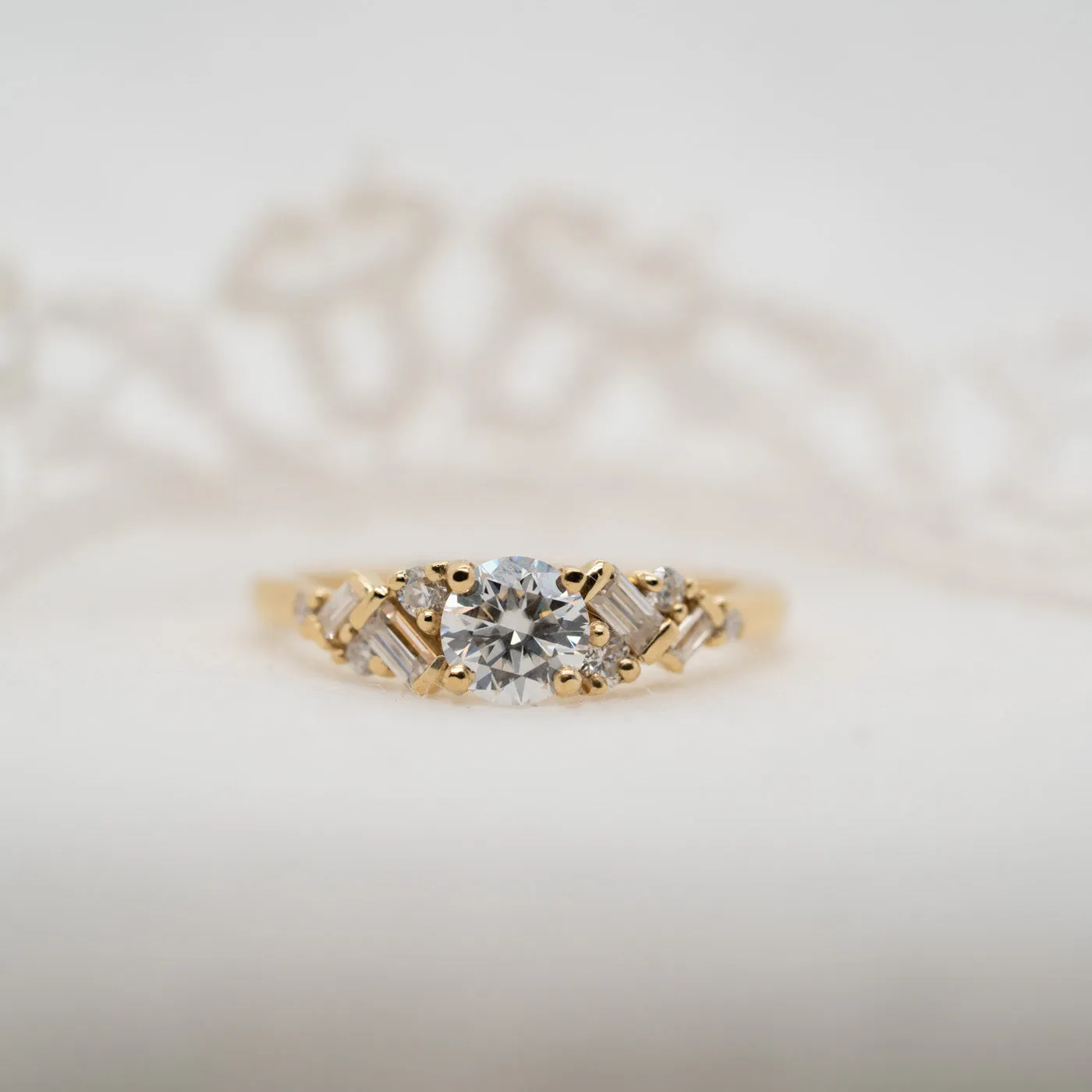 The Natalia Ring | Round Lab Diamond Accented Art Deco Engagement sold by Ethica Diamonds product image thumbnail 4