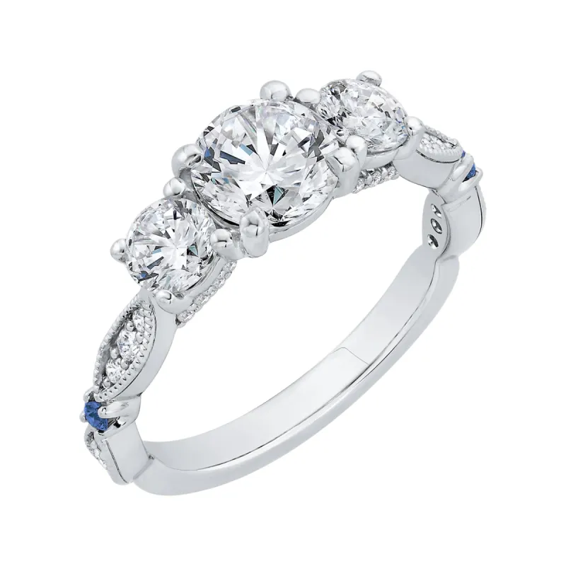 The Verity Ring | Round Cut Lab Diamond & Sapphire Engagement Trilogy sold by Ethica Diamonds