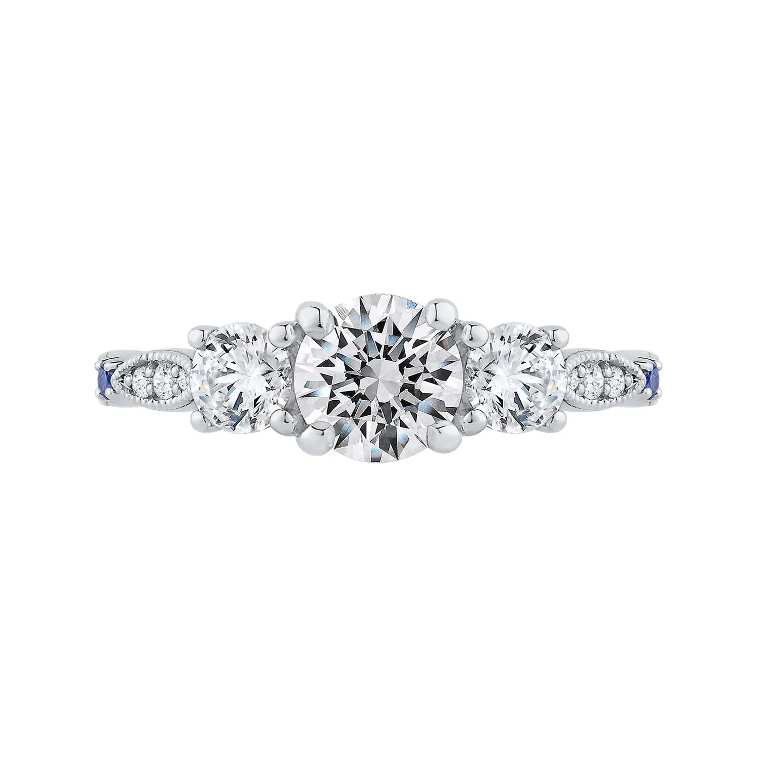 The Verity Ring | Round Cut Lab Diamond & Sapphire Engagement Trilogy sold by Ethica Diamonds product image thumbnail 3