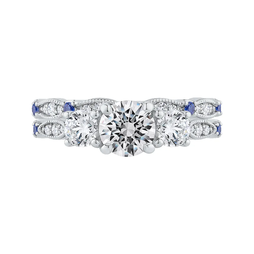 The Verity Ring | Round Cut Lab Diamond & Sapphire Engagement Trilogy sold by Ethica Diamonds product image thumbnail 2