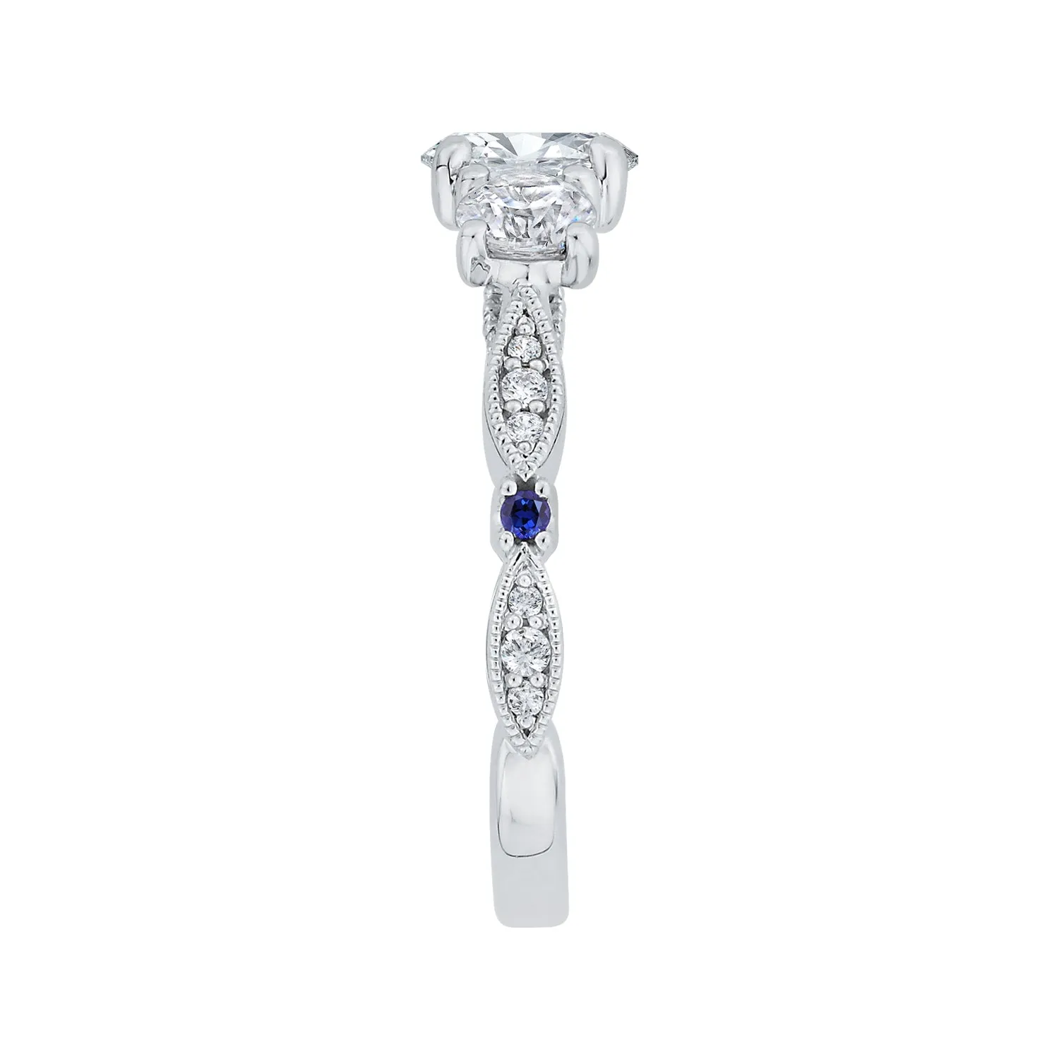 The Verity Ring | Round Cut Lab Diamond & Sapphire Engagement Trilogy sold by Ethica Diamonds product image thumbnail 4