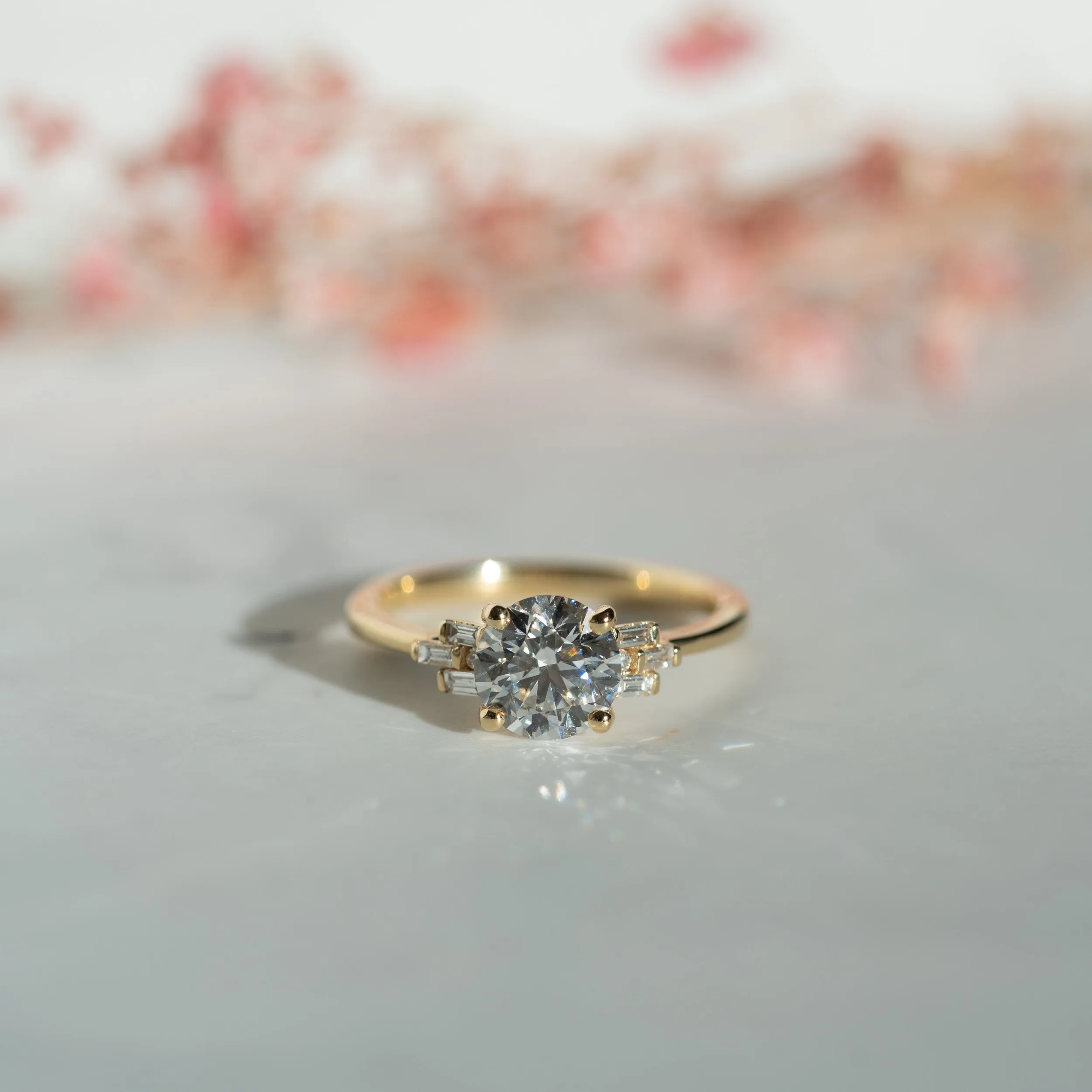 The Tanya Ring | Round Lab Diamond Baguette Accented Art Deco Engagement sold by Ethica Diamonds product image thumbnail 5