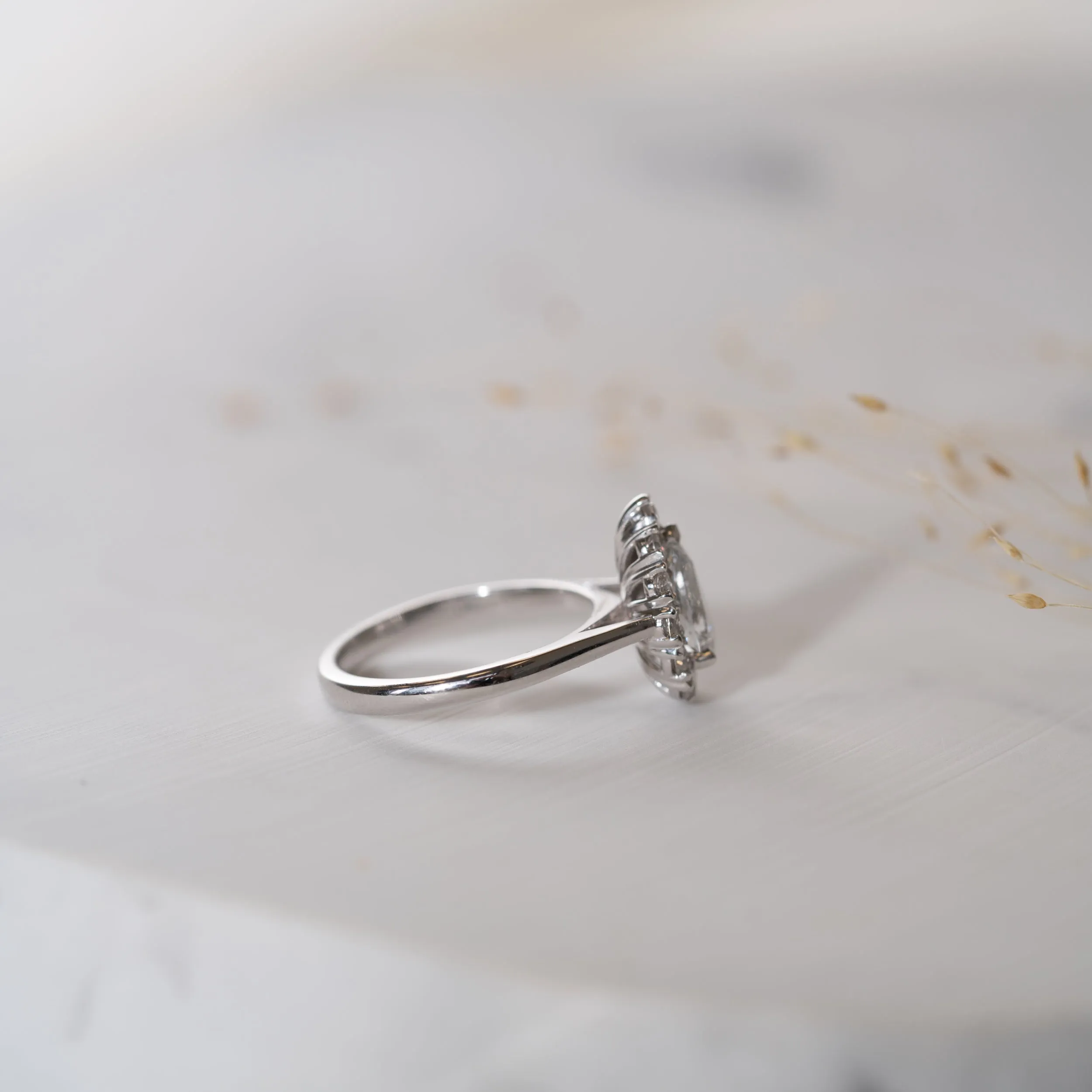 The Hala Ring | Moissanite & Diamond Pear Cut Engagement Halo sold by Ethica Diamonds product image thumbnail 3