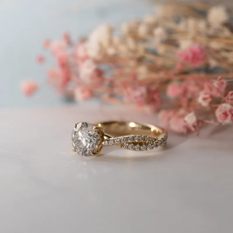 The Delfi Ring | Lab Diamond Accented Vine Crossover Engagement sold by Ethica Diamonds