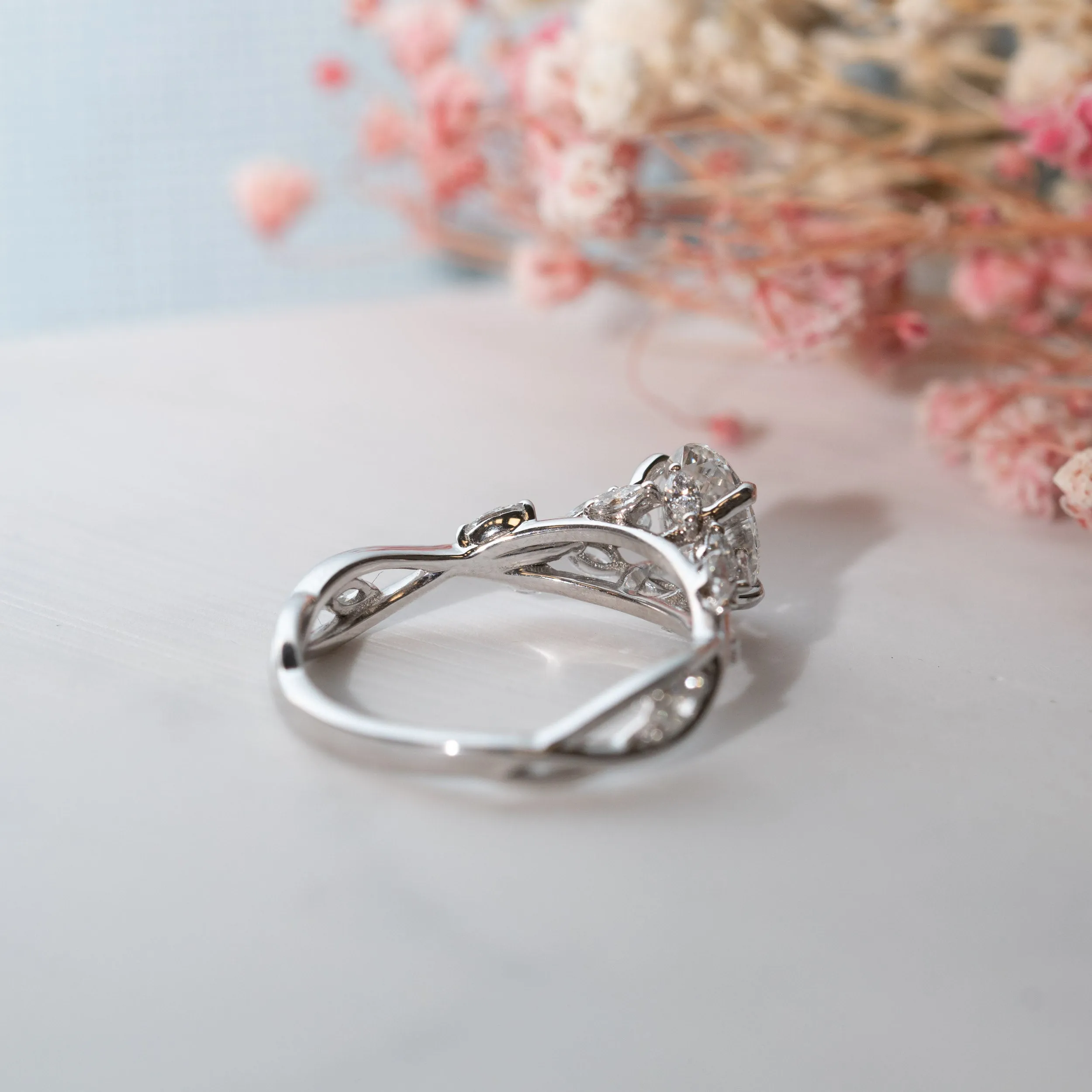 The Eesha Ring | Oval Lab Diamond Accented Trellis Engagement sold by Ethica Diamonds product image thumbnail 5