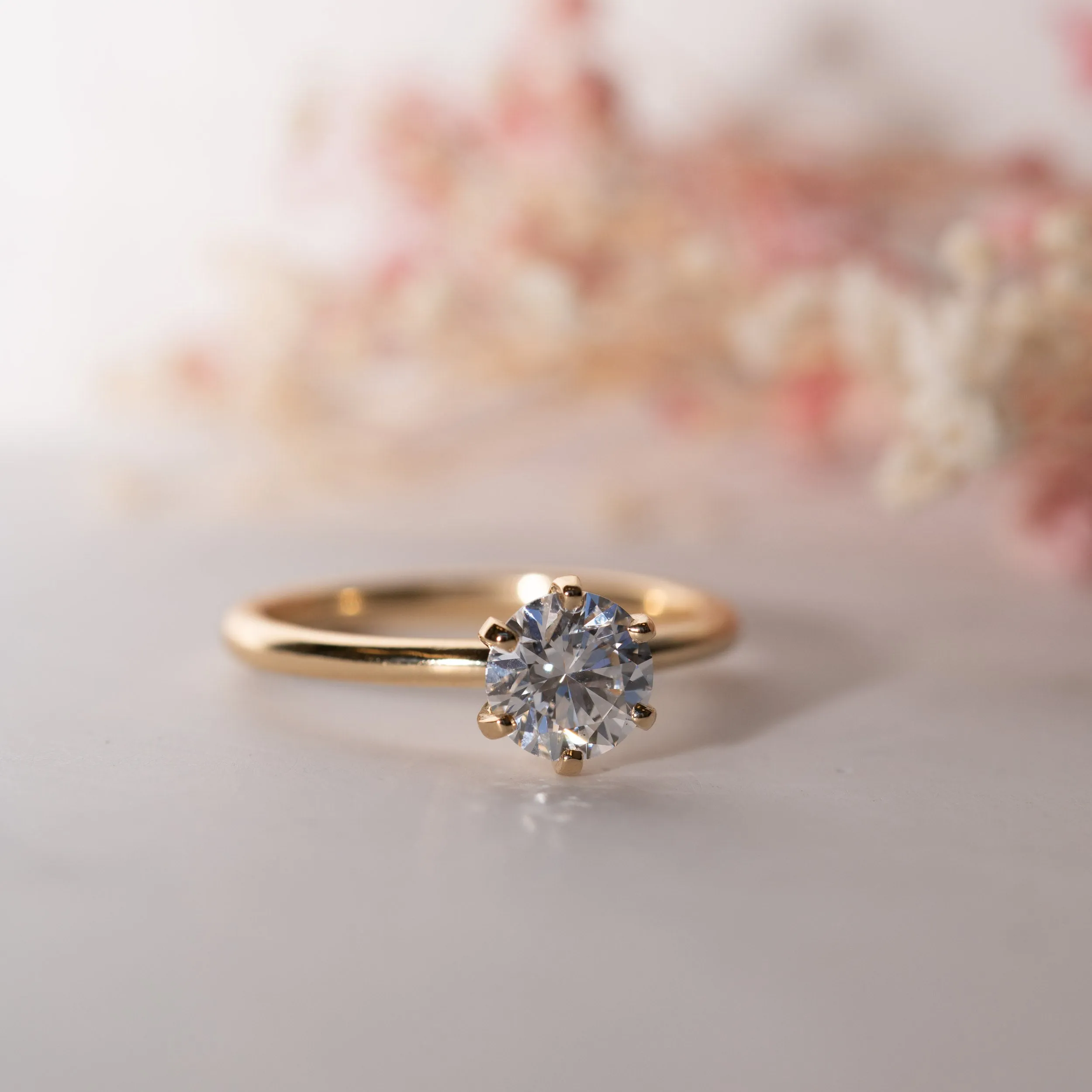 The Cyra Ring | Round Lab Diamond Tiffany Engagement Solitaire sold by Ethica Diamonds