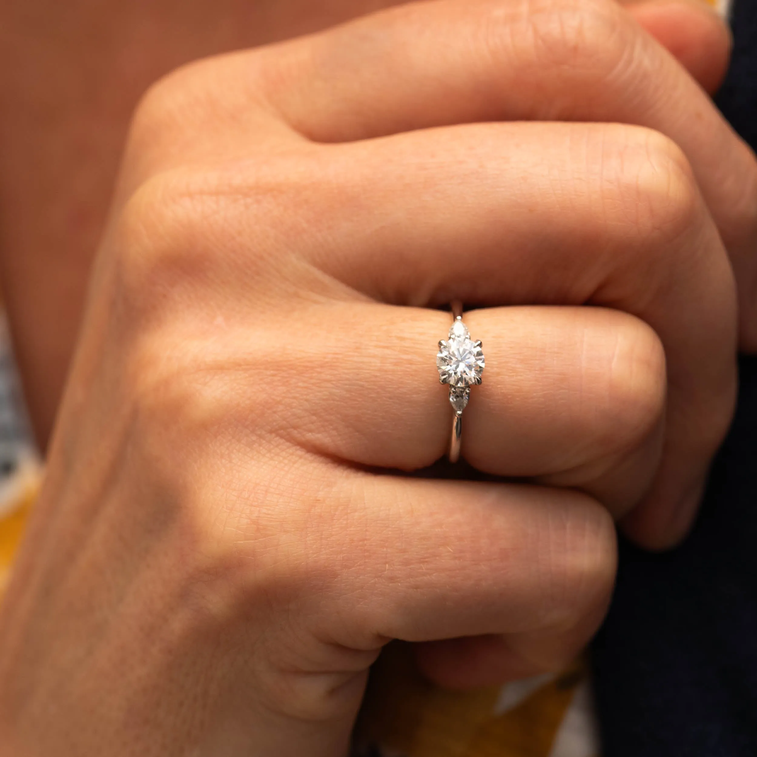 The Mei Ring | Round & Pear Lab Diamond Engagement Trilogy sold by Ethica Diamonds product image thumbnail 2