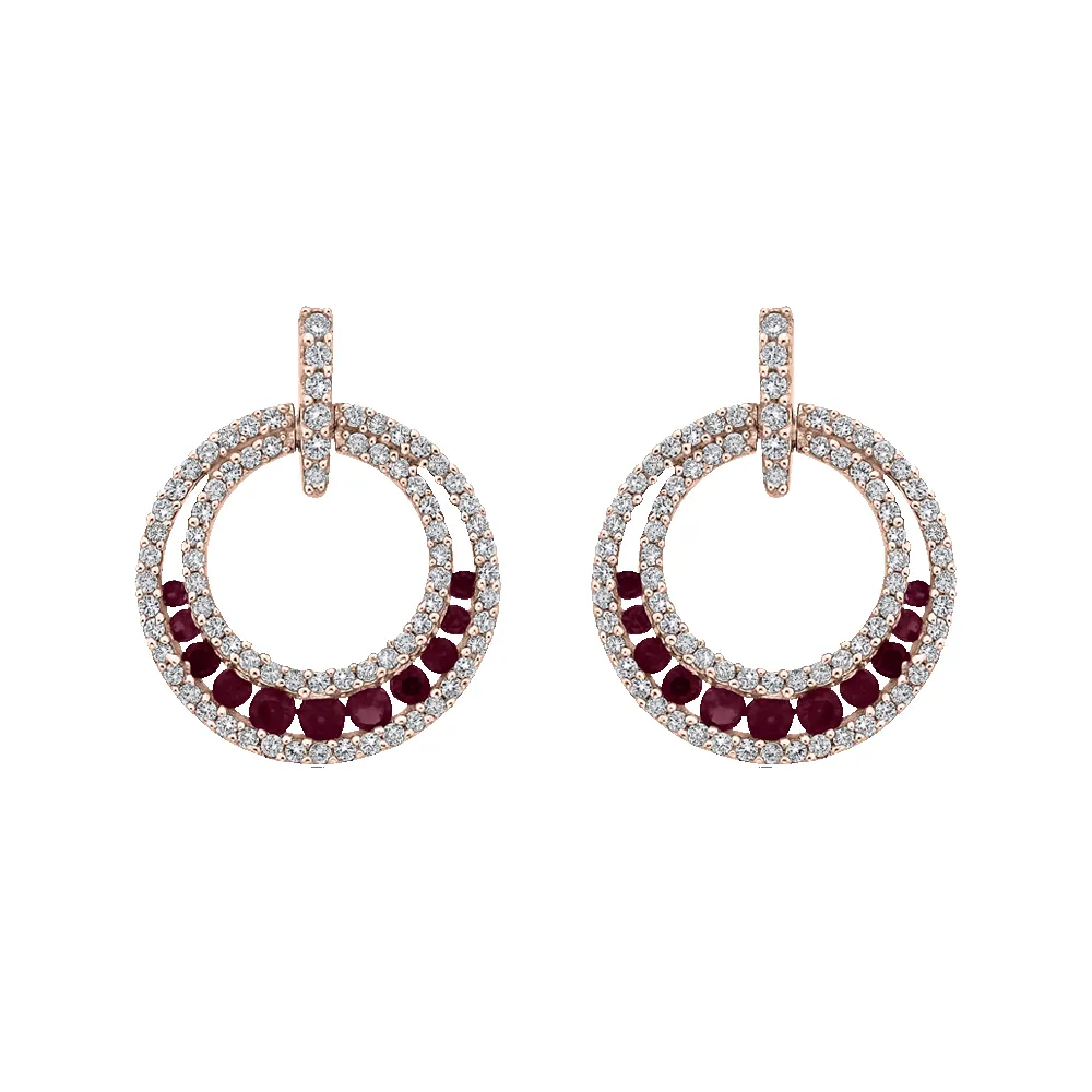 The Belina Earrings | Lab Diamond Crescent Drop Stud & Ruby sold by Ethica Diamonds