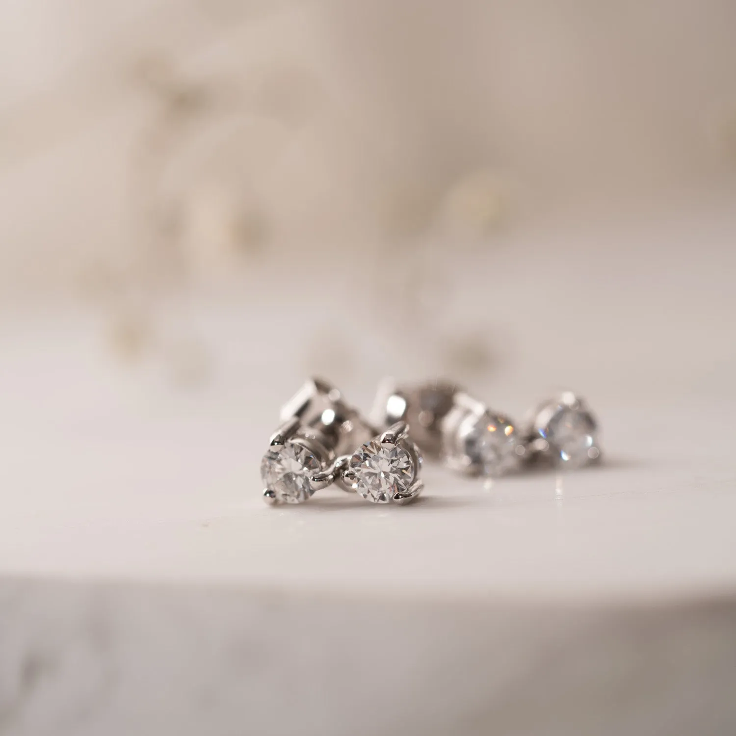 The Maia Earrings | 1.0ct D VS Round Lab Diamond 18k Fairtrade Gold Drop sold by Ethica Diamonds