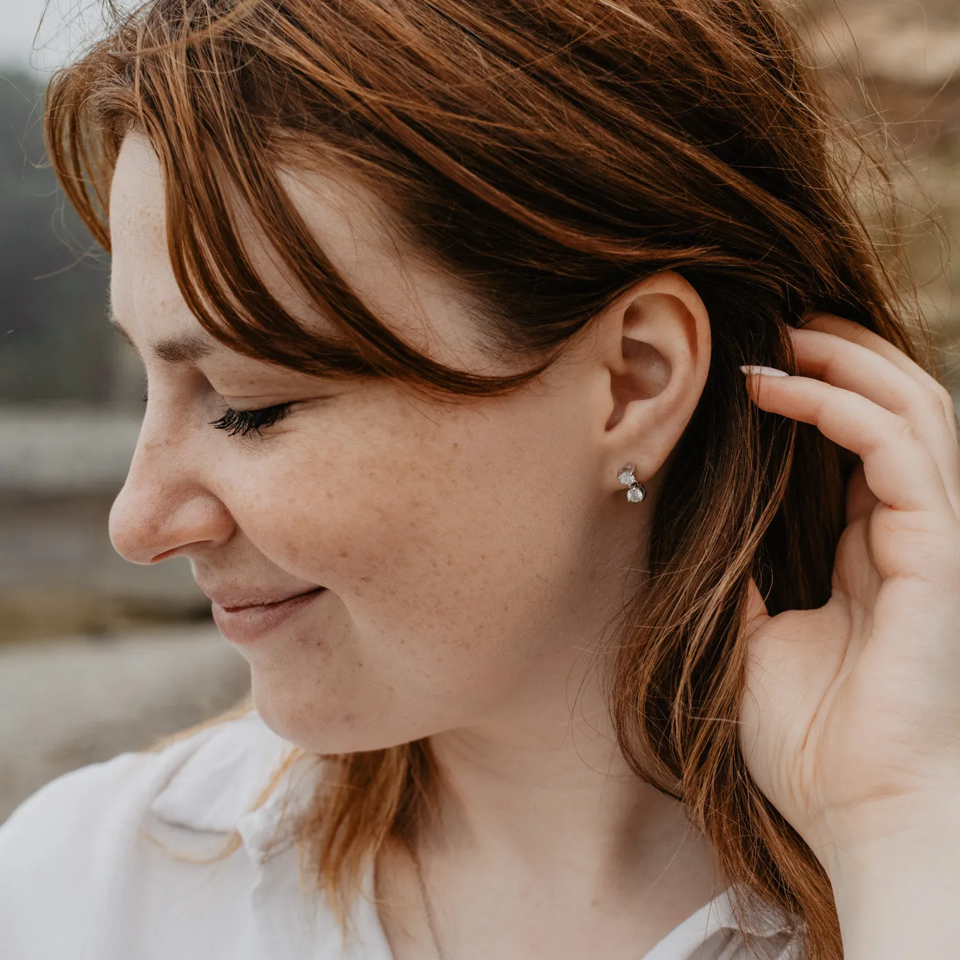 The Maia Earrings | 1.0ct D VS Round Lab Diamond 18k Fairtrade Gold Drop sold by Ethica Diamonds product image thumbnail 2