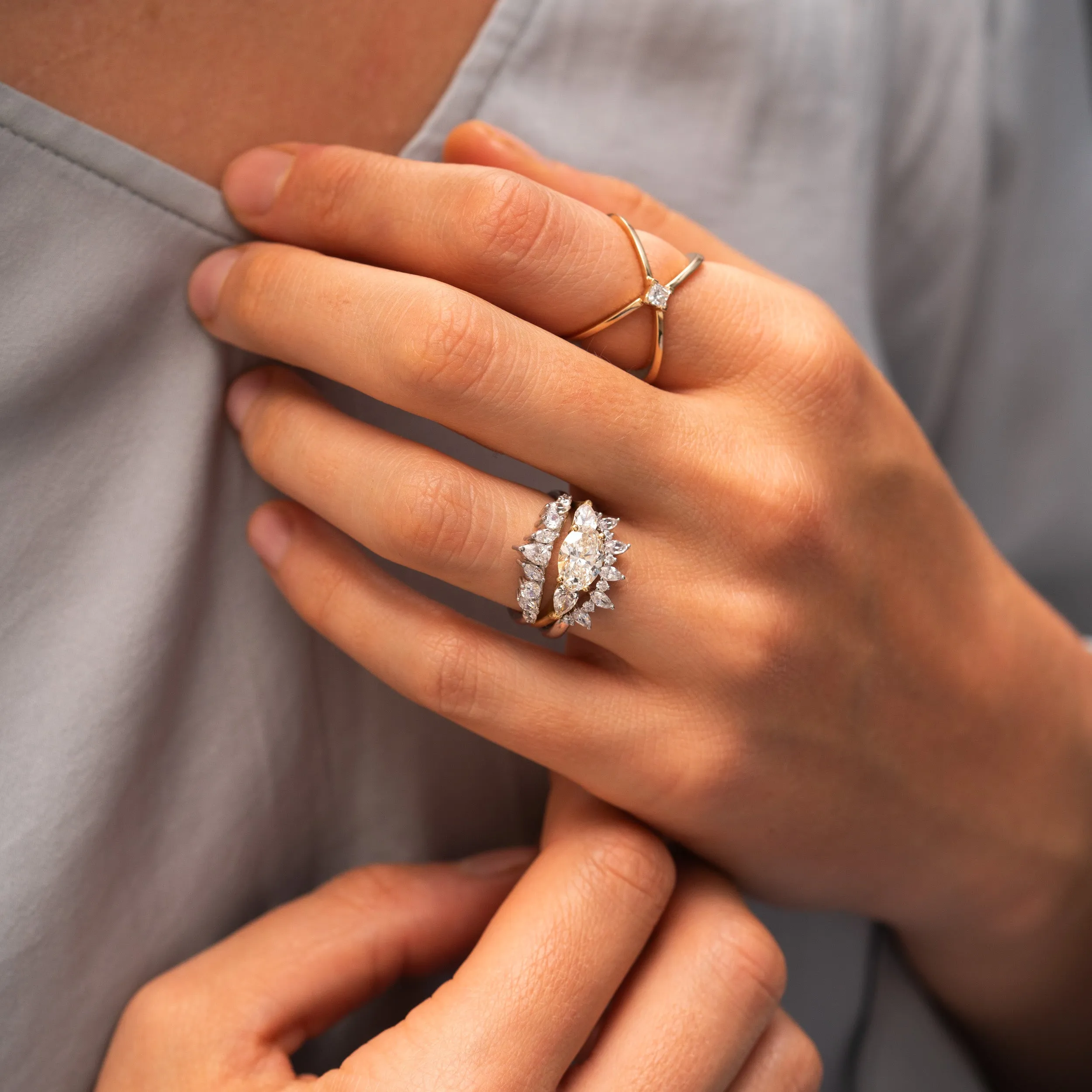 The Eleni | Lab Diamond Criss Cross Statement Ring sold by Ethica Diamonds