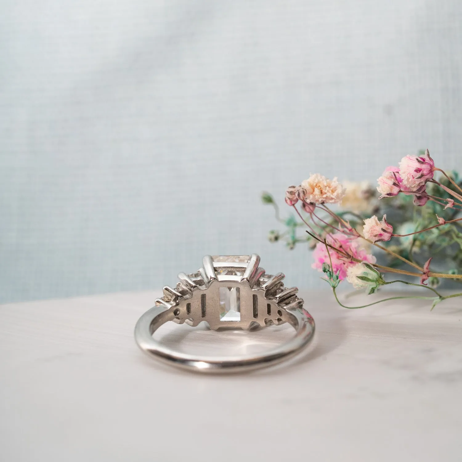 The Adriana Ring | 2.71ct VVS Emerald & Baguette Lab Diamond Art Deco 950 Platinum sold by Ethica Diamonds product image thumbnail 3