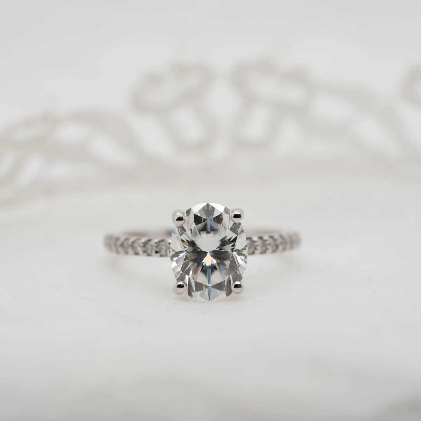 The Aesa | 2.14ct D-E VVS1 Oval Shoulder Set Filament Band Engagement Ring sold by Ethica Diamonds