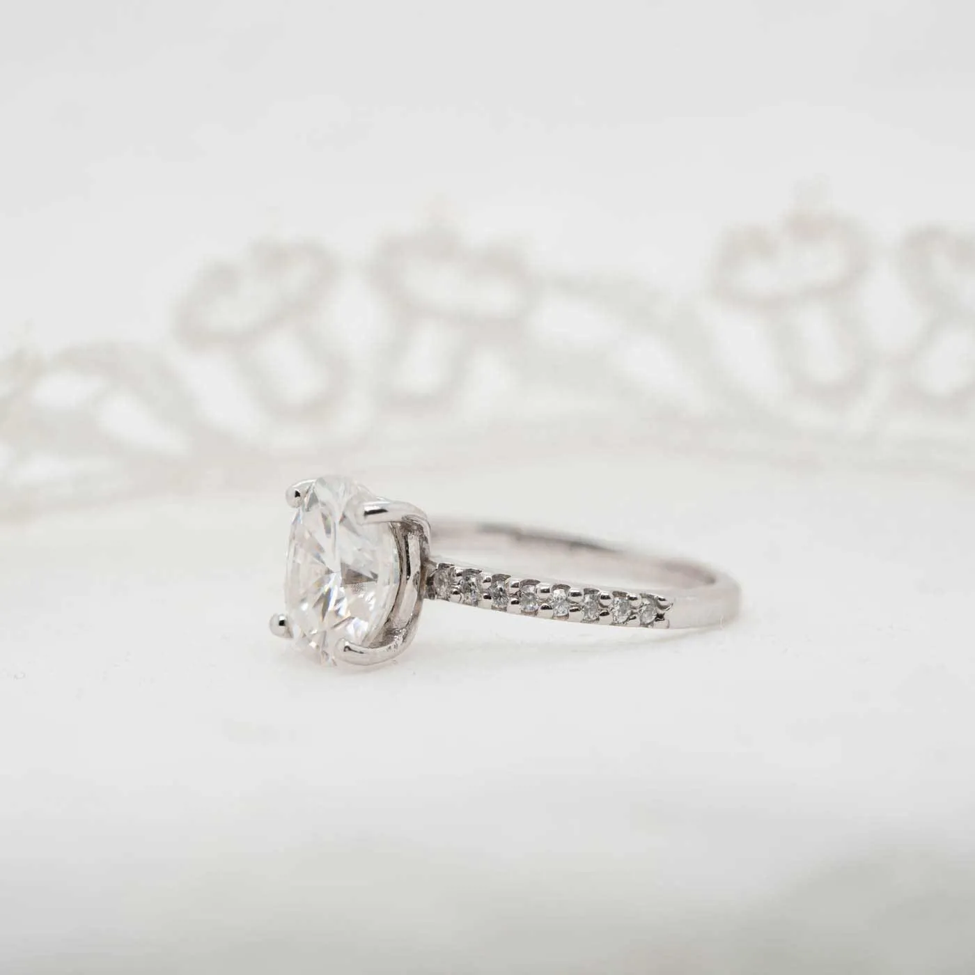 The Aesa | 2.14ct D-E VVS1 Oval Shoulder Set Filament Band Engagement Ring sold by Ethica Diamonds product image thumbnail 3