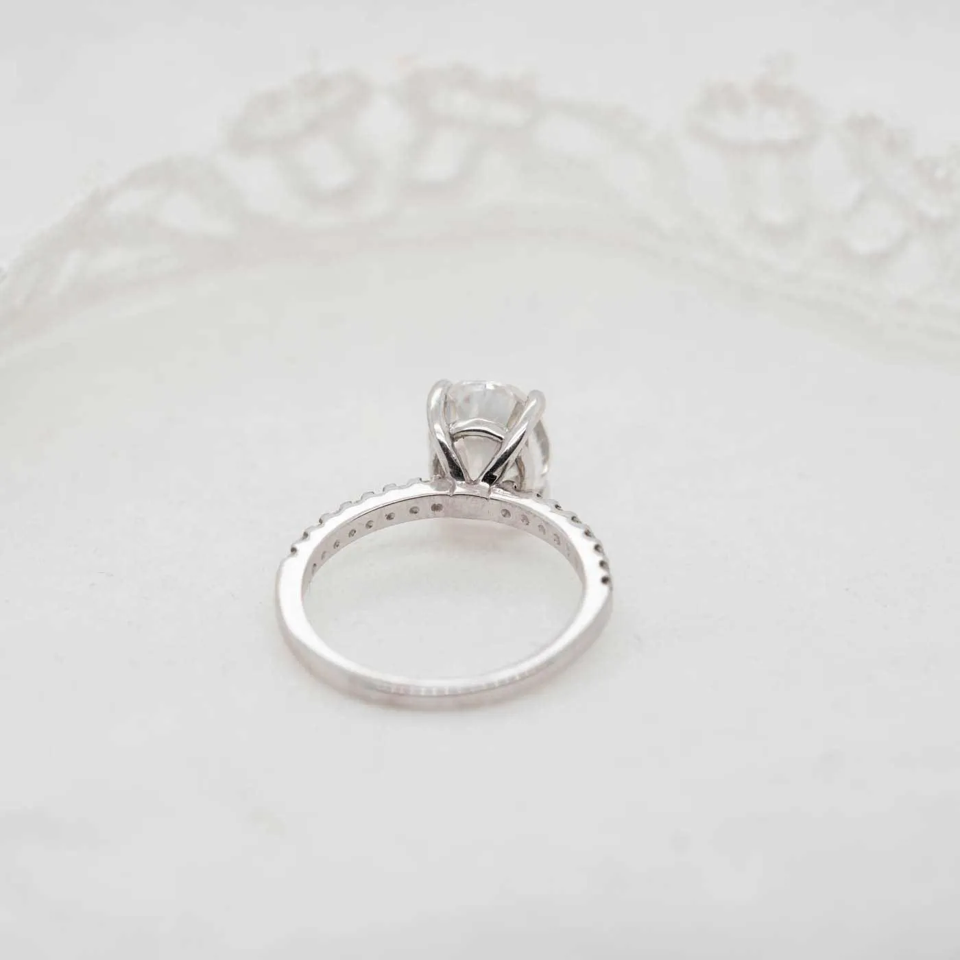 The Aesa | 2.14ct D-E VVS1 Oval Shoulder Set Filament Band Engagement Ring sold by Ethica Diamonds product image thumbnail 4