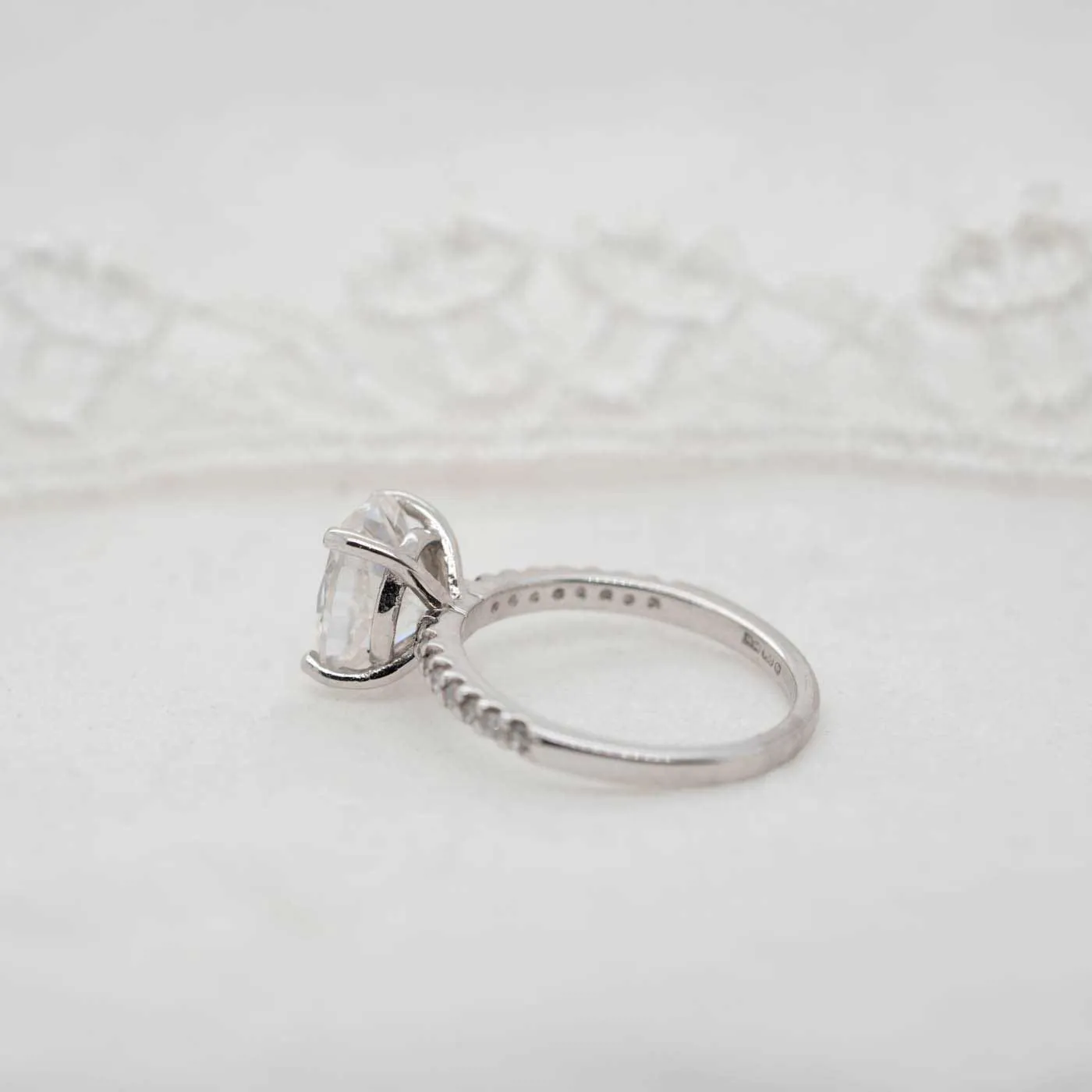 The Aesa | 2.14ct D-E VVS1 Oval Shoulder Set Filament Band Engagement Ring sold by Ethica Diamonds product image thumbnail 2