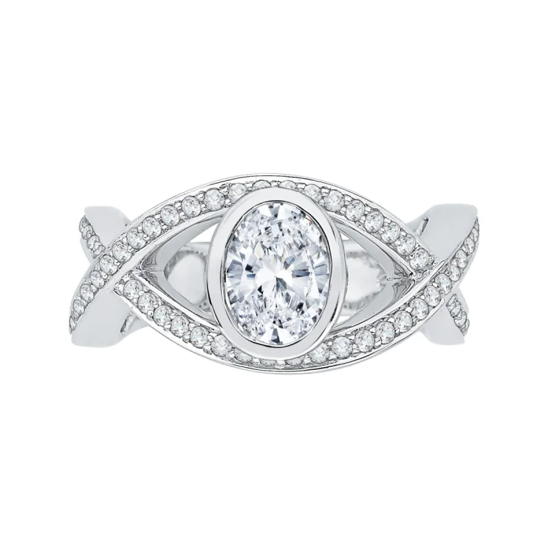 The Viviana Ring | Lab Diamond Oval Twist Split Shank Engagement made by Ethica Diamonds
