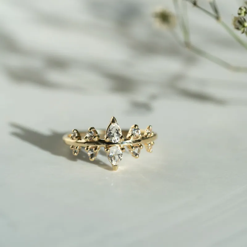 The Kelynen Ring | VS1 D-E Lab Diamonds. 100% Recycled 9k Gold Nature Stacking sold by Ethica Diamonds