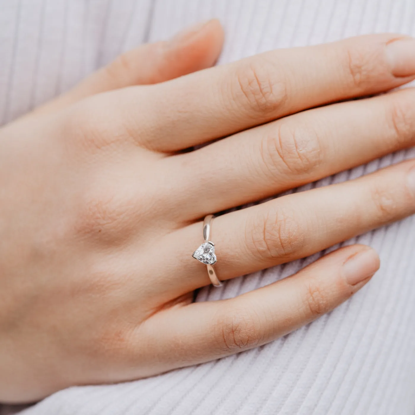 The Valentina Ring | Heart Cut Moissanite Classic Engagement Solitaire sold by Ethica Diamonds product image thumbnail 4