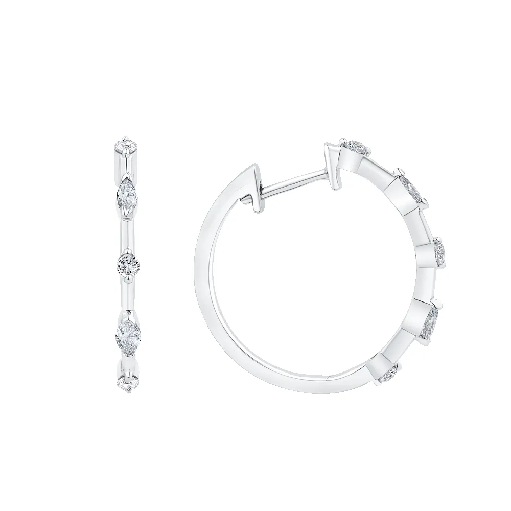 The Celeste Earrings | Lab Diamond Round & Marquise Huggie Hoops sold by Ethica Diamonds product image thumbnail 2