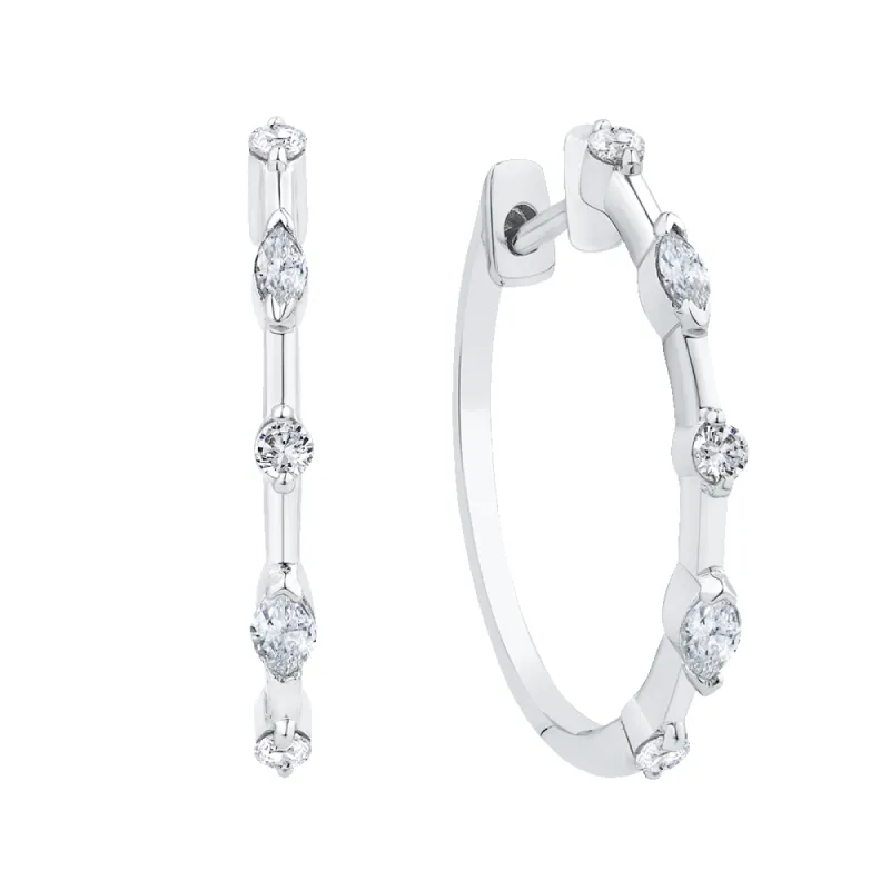 The Celeste Earrings | Lab Diamond Round & Marquise Huggie Hoops sold by Ethica Diamonds