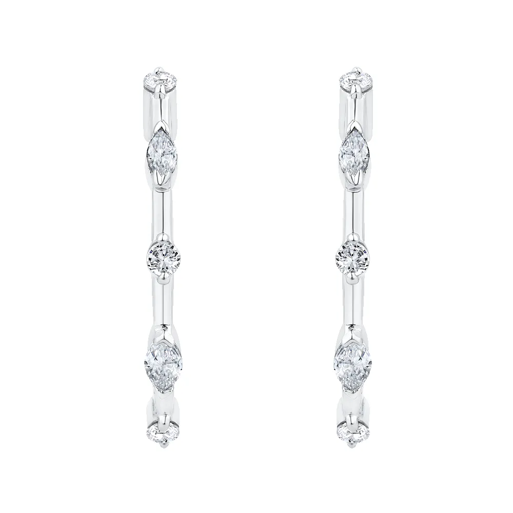 The Celeste Earrings | Lab Diamond Round & Marquise Huggie Hoops sold by Ethica Diamonds product image thumbnail 3