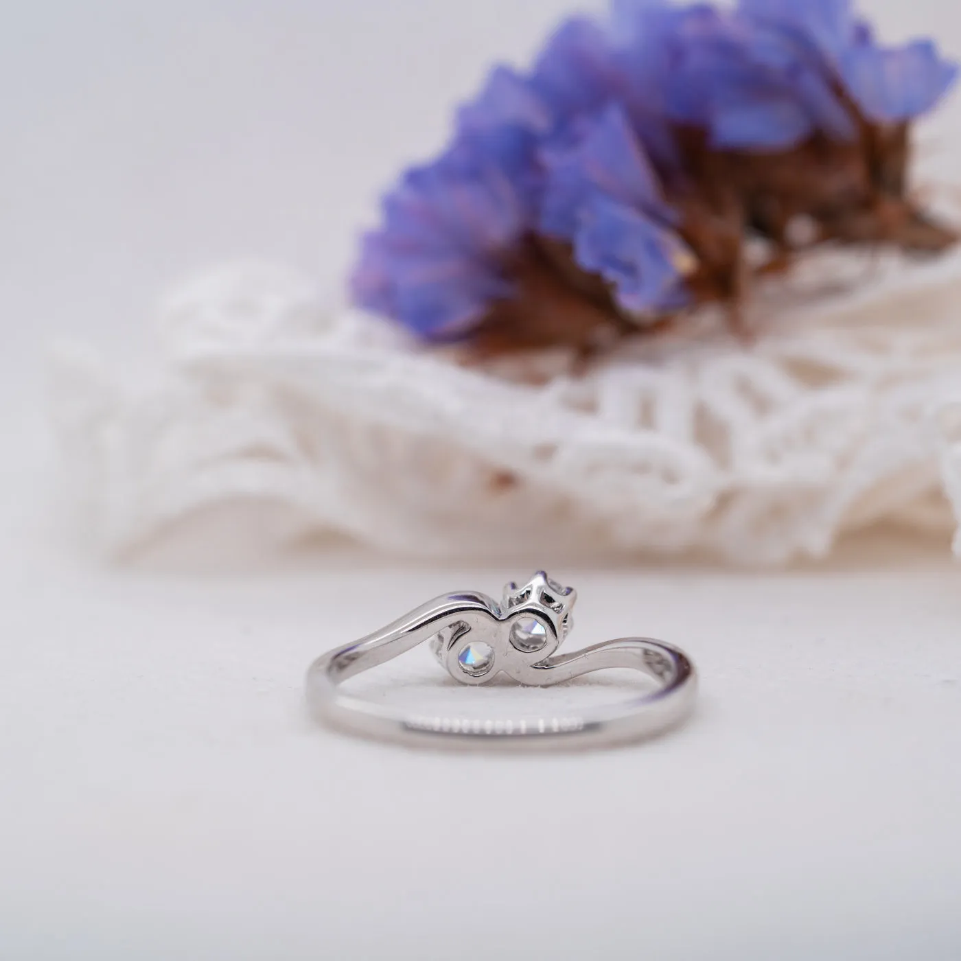 The Elysia Ring | Round Lab Diamond Toi Et Moi Wave Vintage Engagement sold by Ethica Diamonds product image thumbnail 5