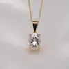 The Calia Pendant | Oval Moissanite Four Claw Solitaire sold by Ethica Diamonds