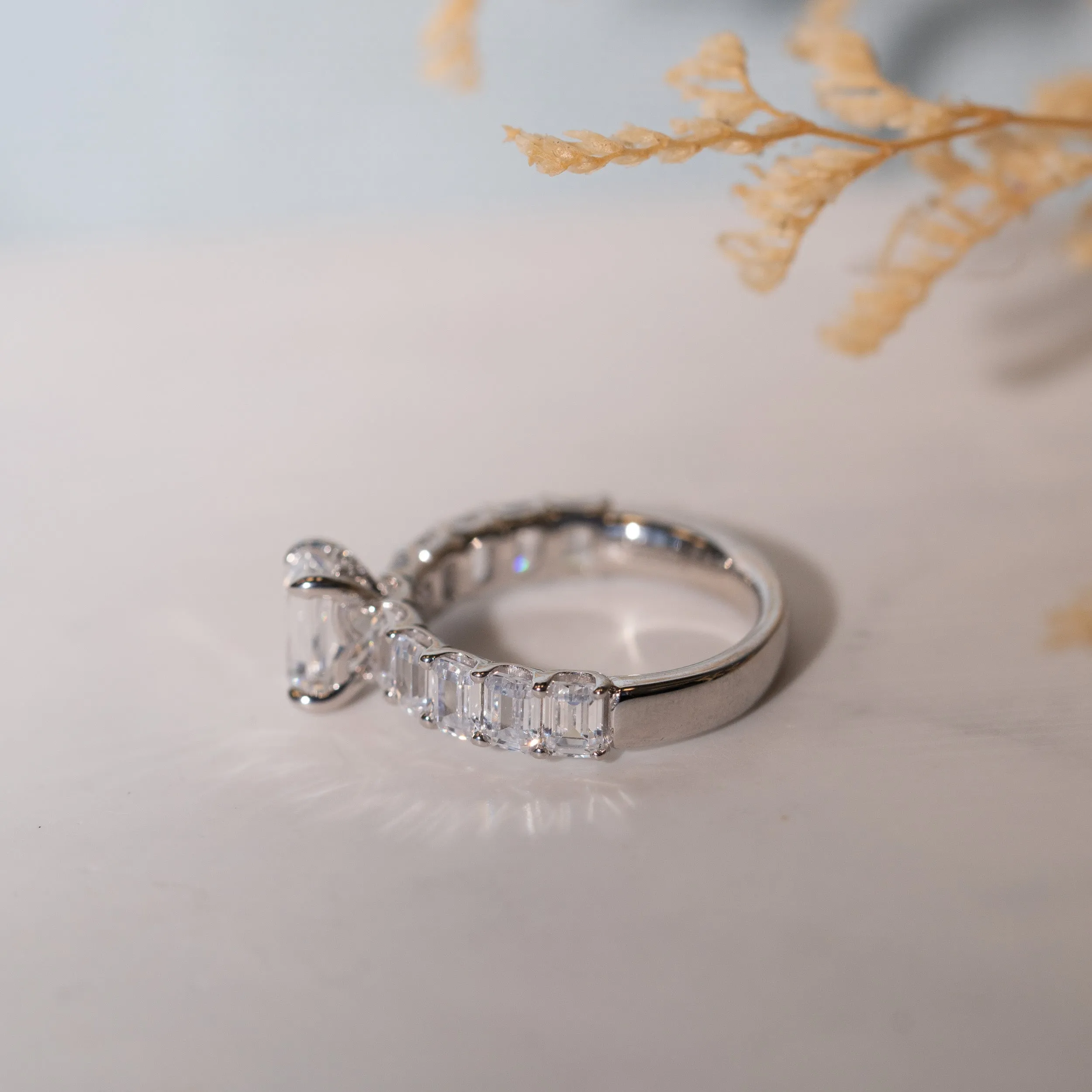 The Angelika Ring | Lab Diamond Emerald Cut Shoulder Set Engagement Solitaire sold by Ethica Diamonds product image thumbnail 4