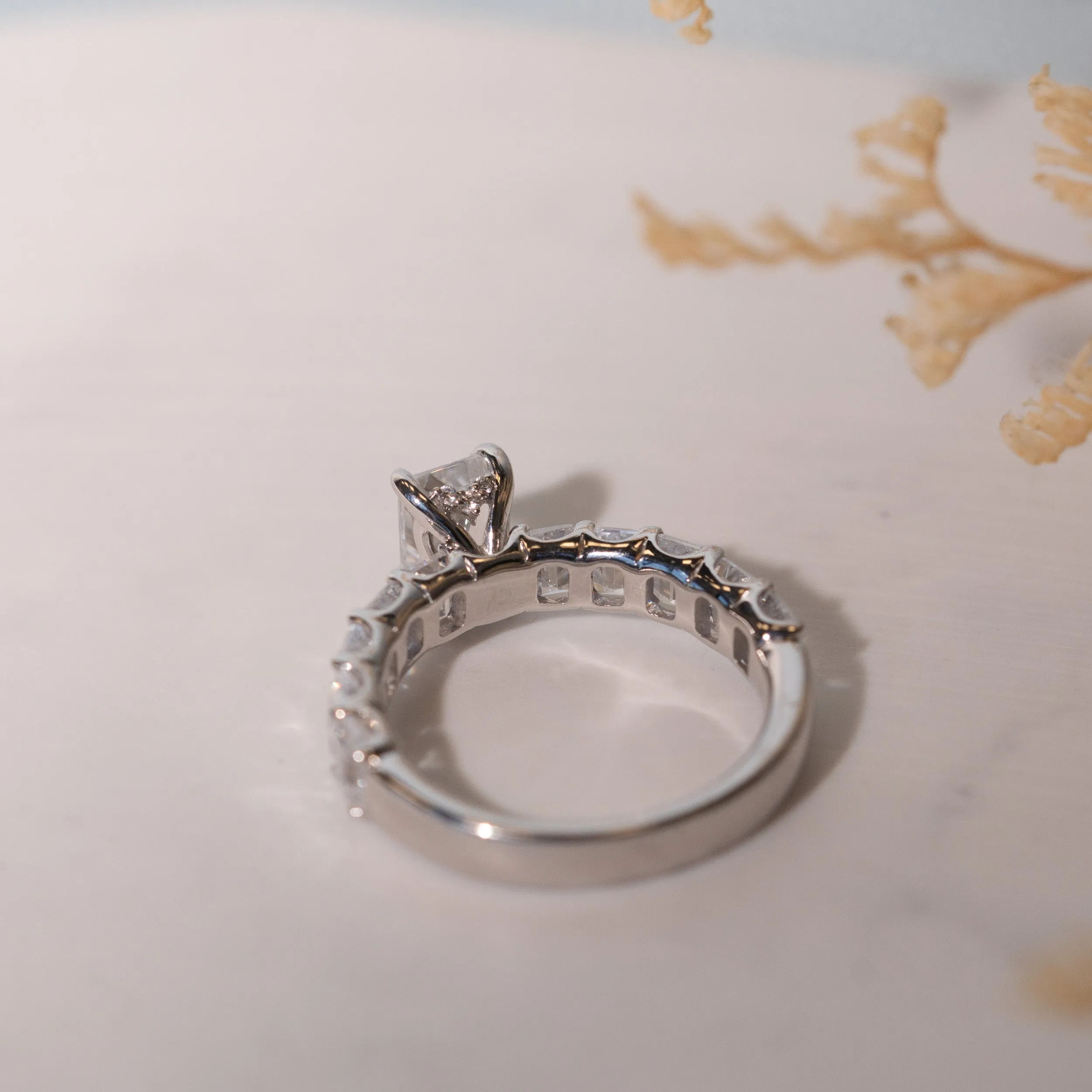 The Angelika Ring | Lab Diamond Emerald Cut Shoulder Set Engagement Solitaire sold by Ethica Diamonds product image thumbnail 5