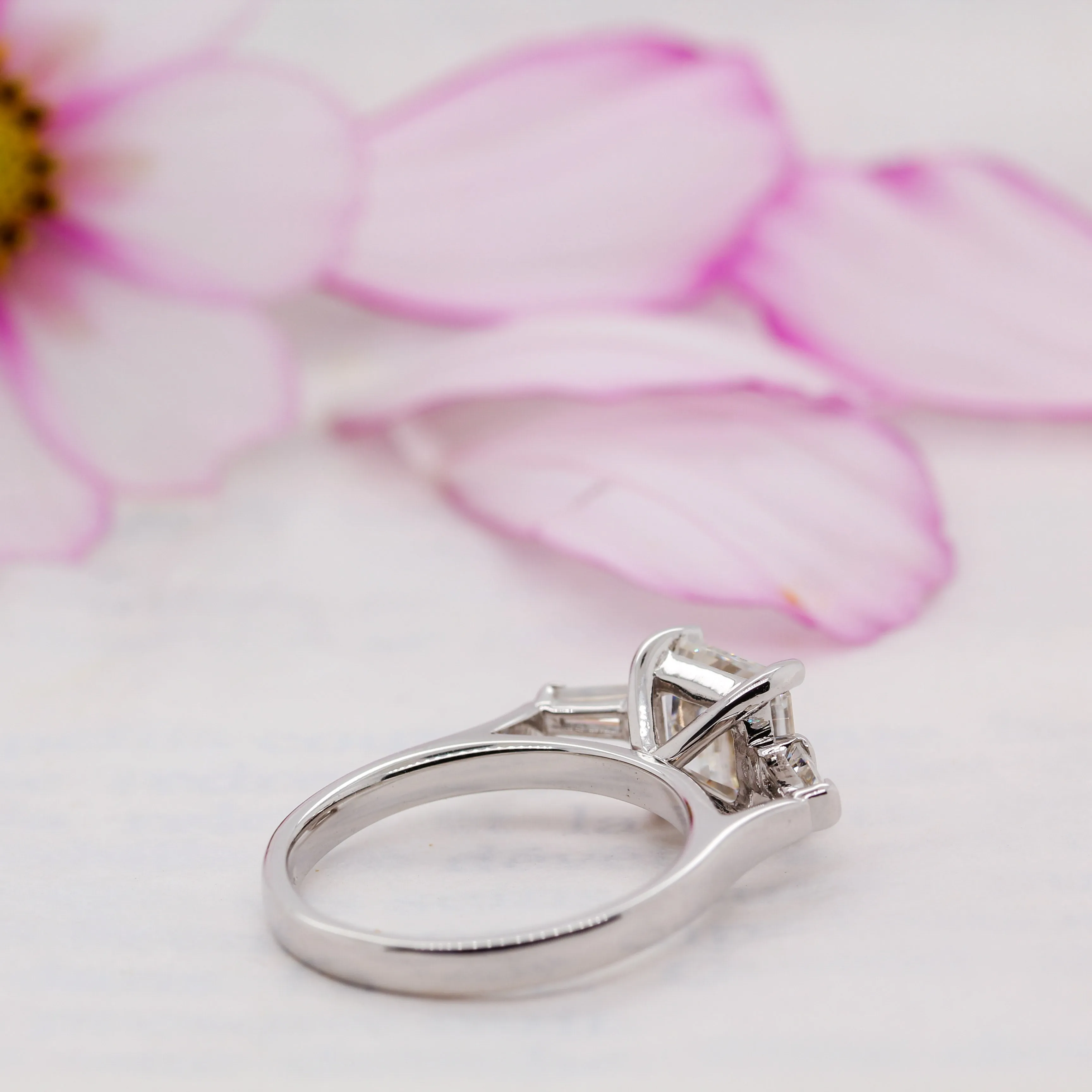 The Zhen Ring | Moissanite Asscher & Baguette Cut Engagement Trilogy sold by Ethica Diamonds product image thumbnail 5