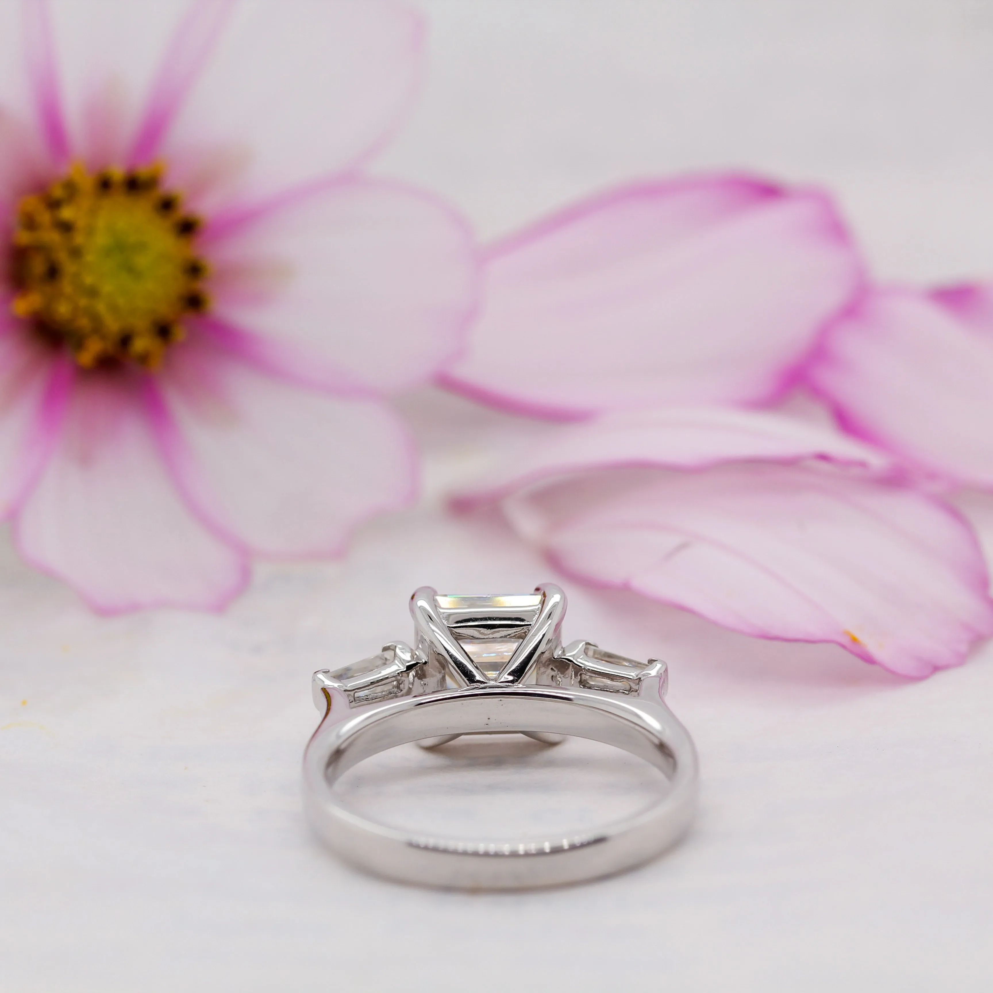 The Zhen Ring | Moissanite Asscher & Baguette Cut Engagement Trilogy sold by Ethica Diamonds product image thumbnail 4