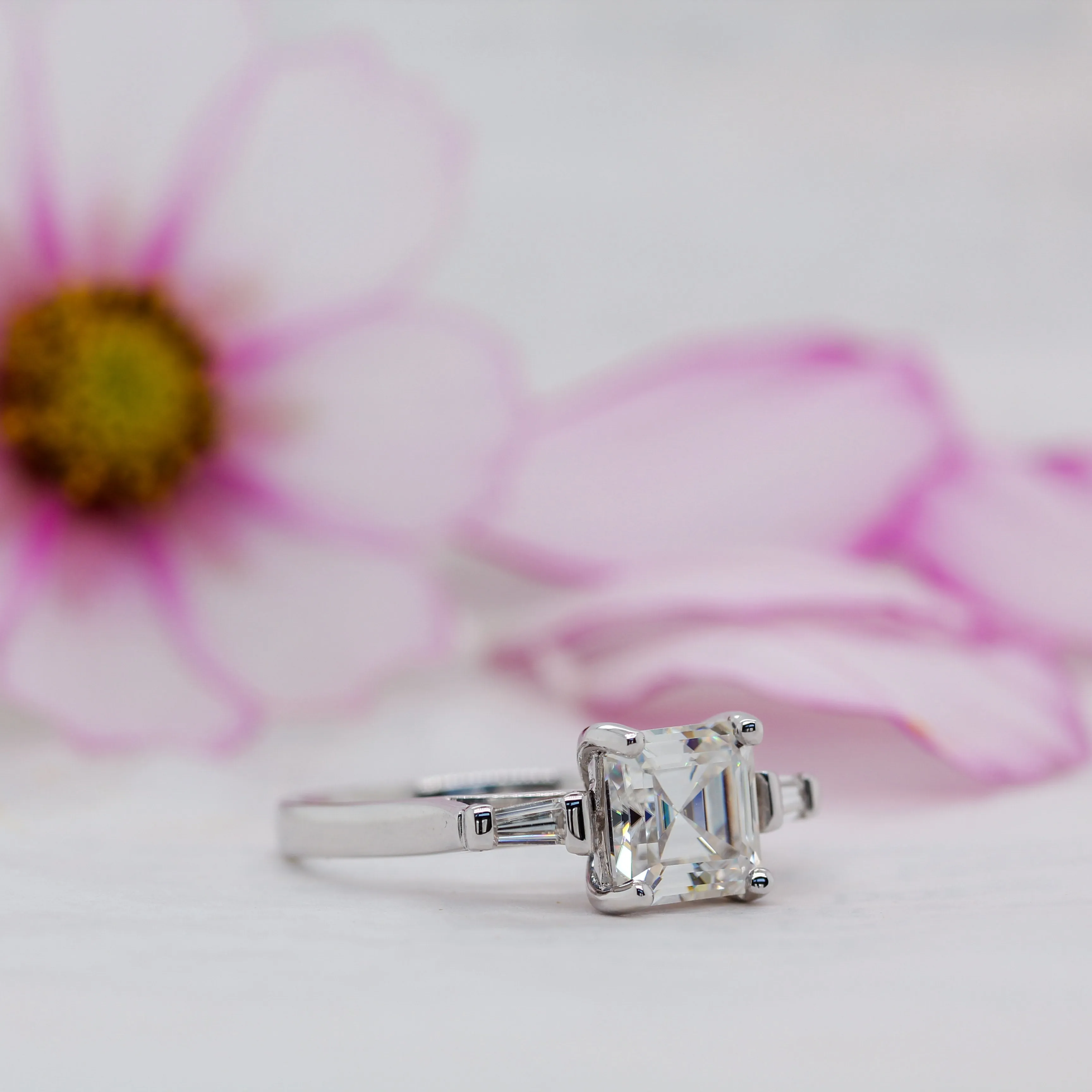 The Zhen Ring | Moissanite Asscher & Baguette Cut Engagement Trilogy sold by Ethica Diamonds product image thumbnail 2