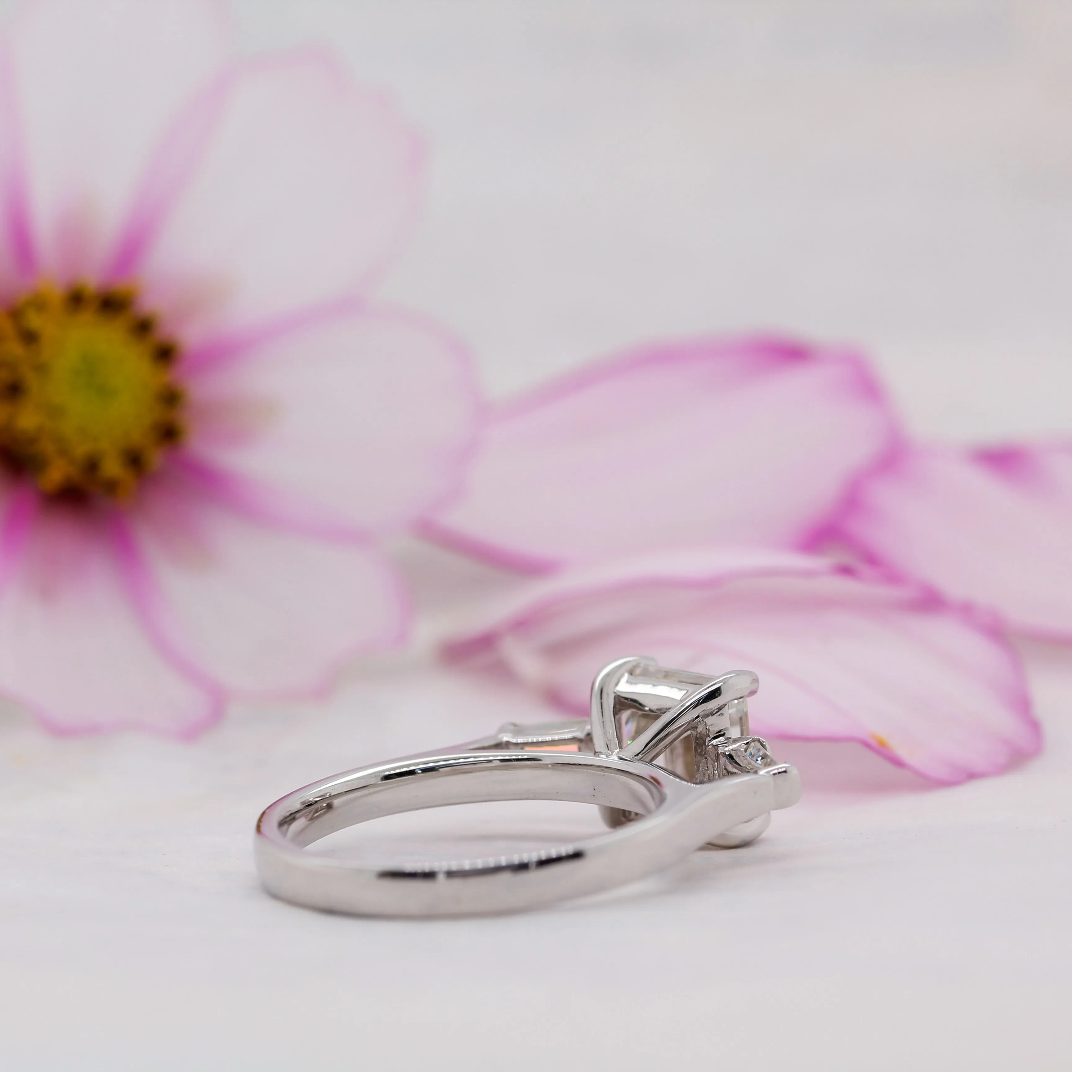 The Zhen Ring | Moissanite Asscher & Baguette Cut Engagement Trilogy sold by Ethica Diamonds product image thumbnail 3