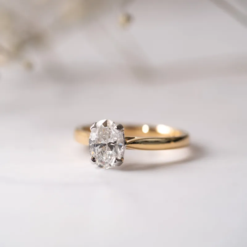 The Naomi Ring | 1.14ct VS1 D-E Lab Diamond Oval Hidden Accent Solitaire sold by Ethica Diamonds