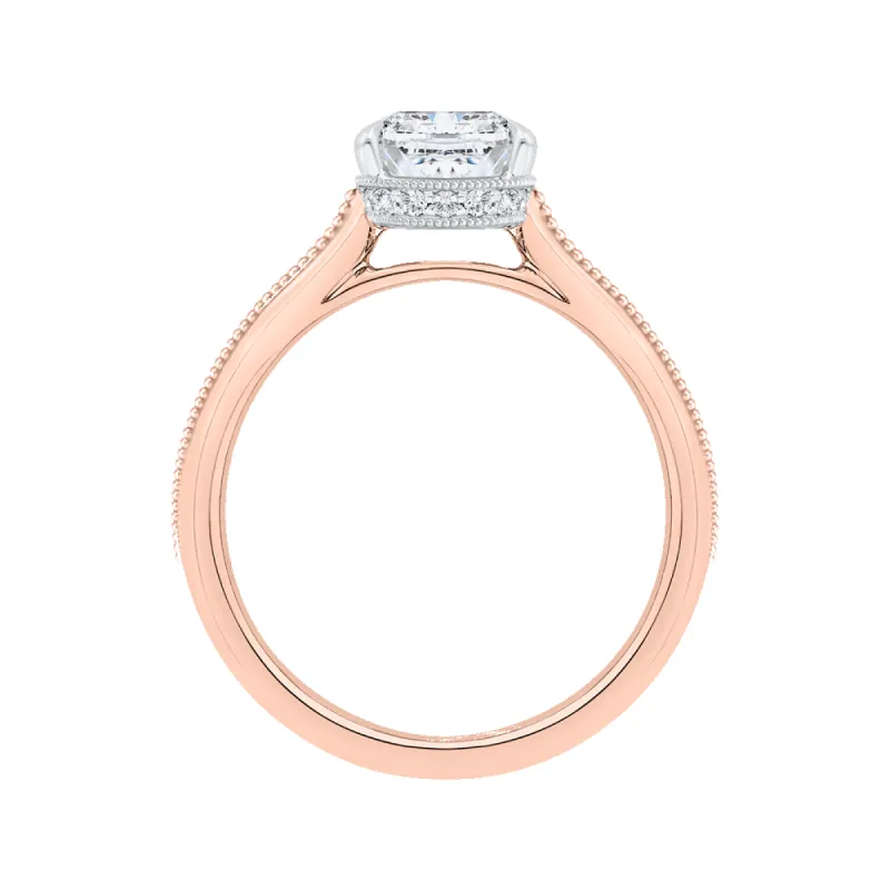 The Minerva Ring | Lab Diamond Hidden Halo Milgrain Engagement Solitaire sold by Ethica Diamonds